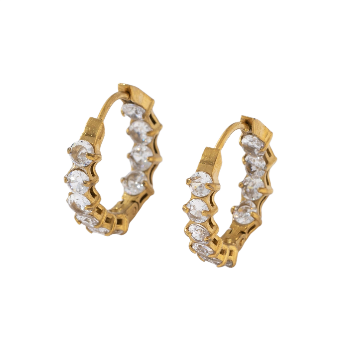 ROUND CROWN ZIRCONIA WITH NATURAL STONE  | GOLD PLATED