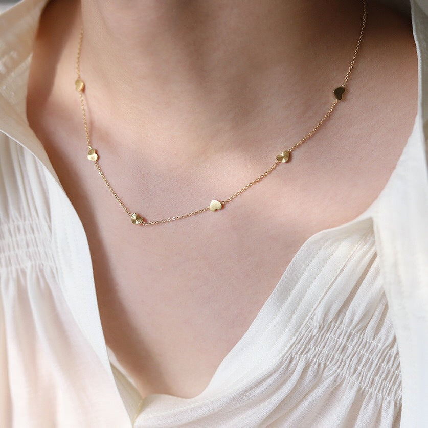 HEART BEADS GEOMETRIC NECKLACE | 18K GOLD PLATED