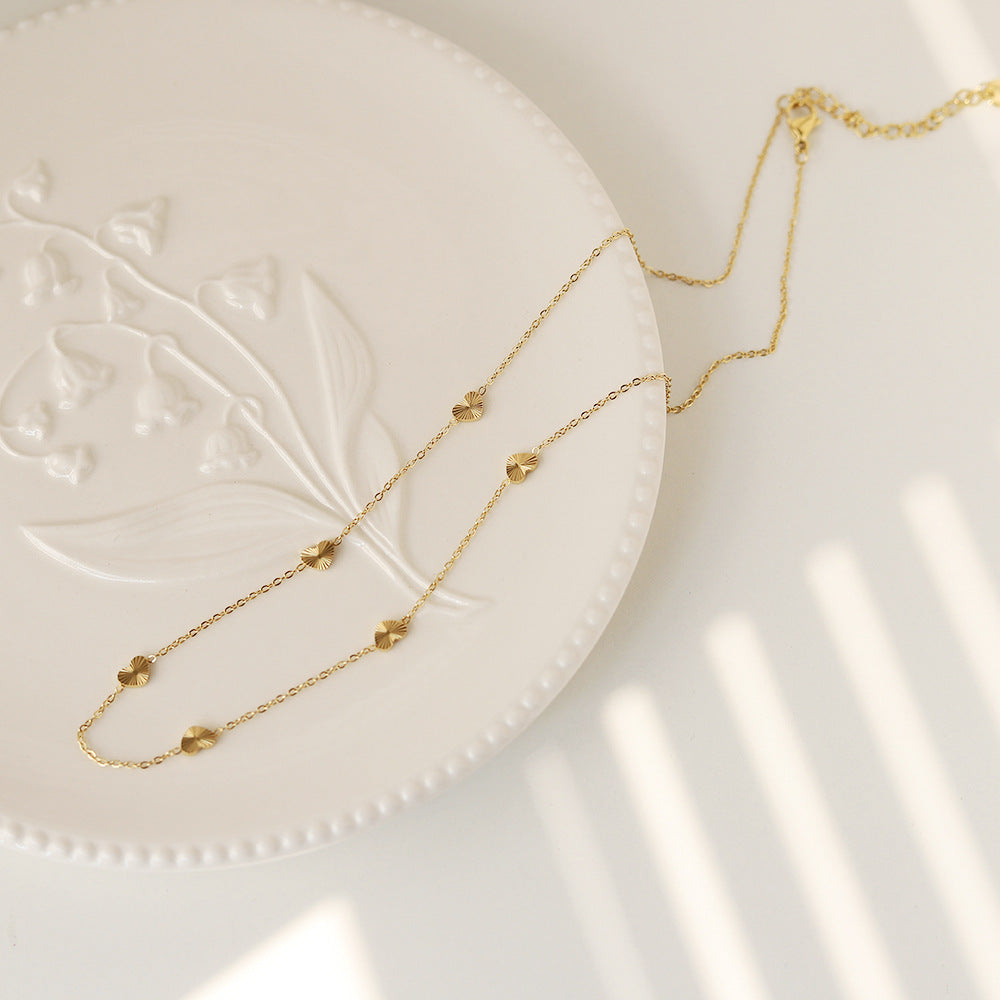 HEART BEADS GEOMETRIC NECKLACE | 18K GOLD PLATED