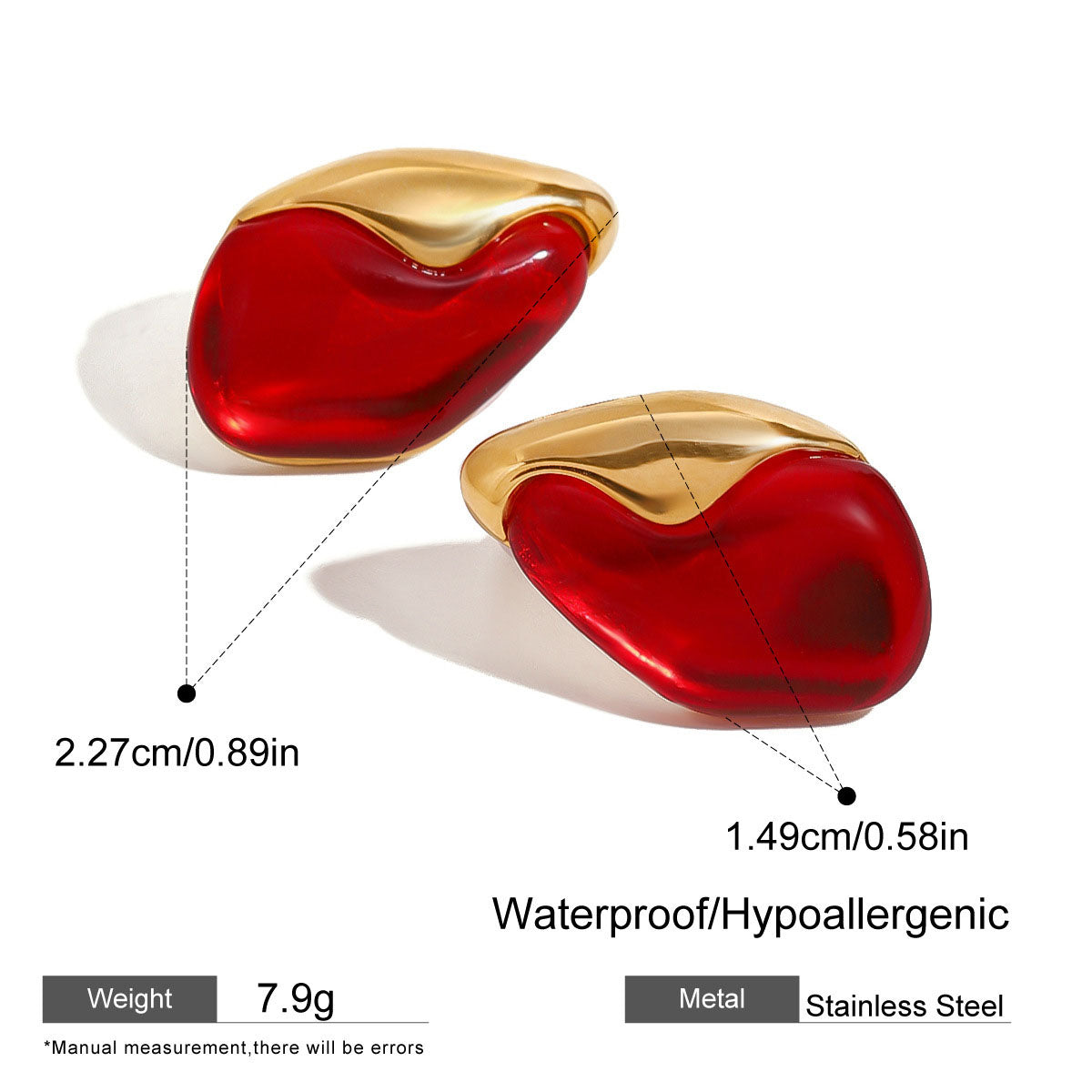 Hoop Earrings with Natural Red Stone | GOLD PLATED