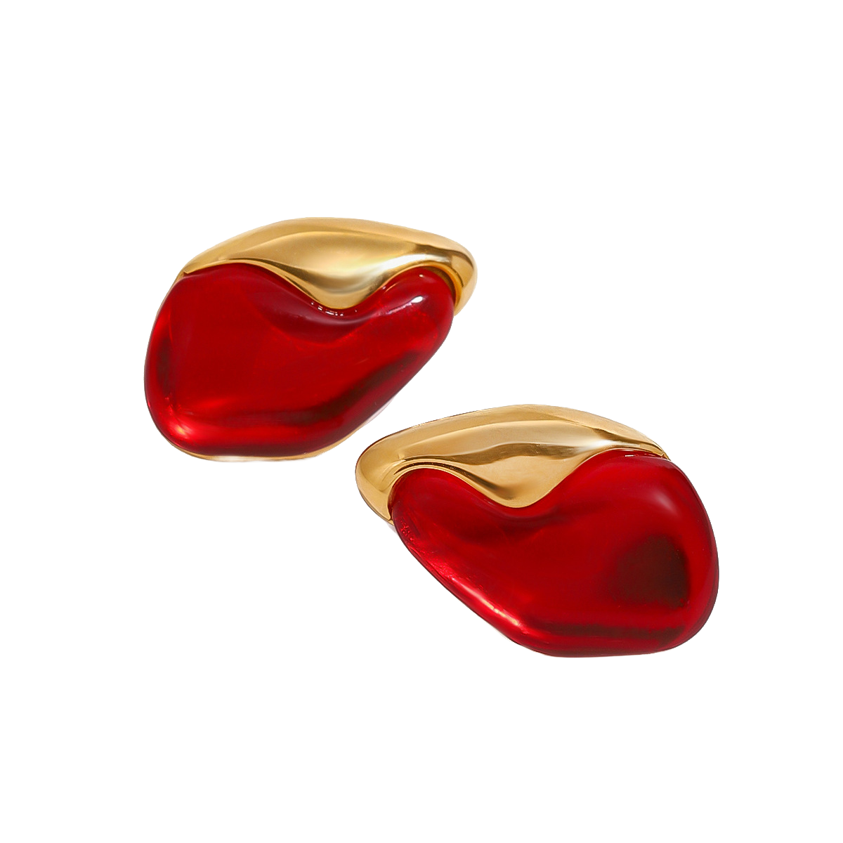 Hoop Earrings with Natural Red Stone | GOLD PLATED