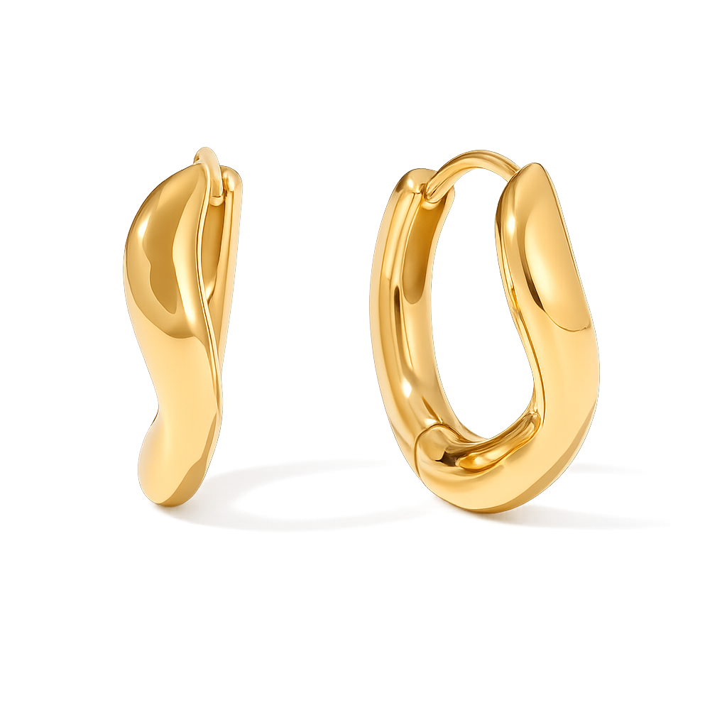 IRREGULAR STAINLESS STEEL HOOP EARRING | GOLD PLATED