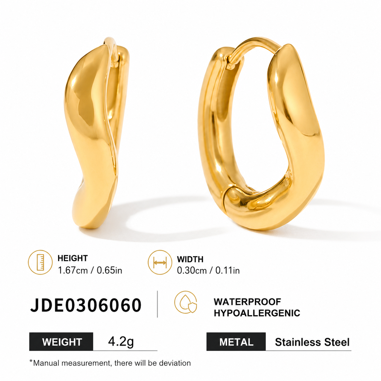IRREGULAR STAINLESS STEEL HOOP EARRING | GOLD PLATED