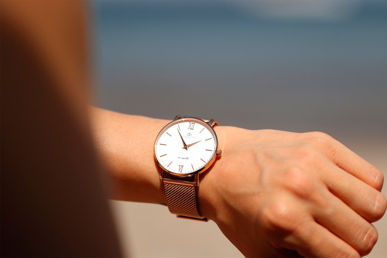 Masistes Classic en-Maille, 36 mm Swiss Quartz Watch, Rose Gold