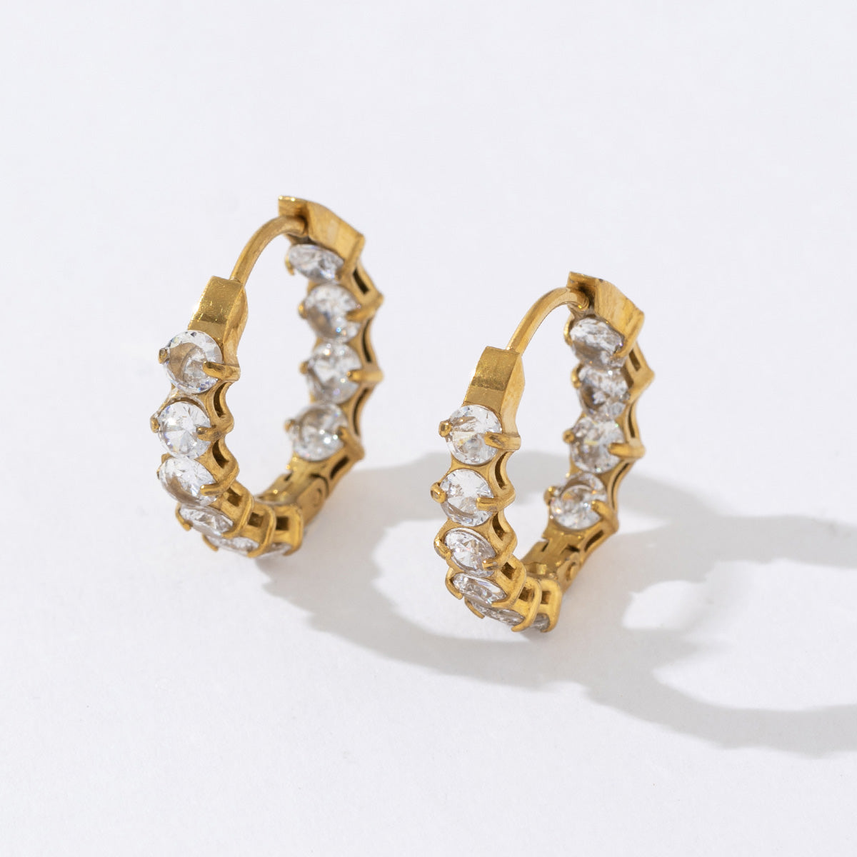 ROUND CROWN ZIRCONIA WITH NATURAL STONE  | GOLD PLATED