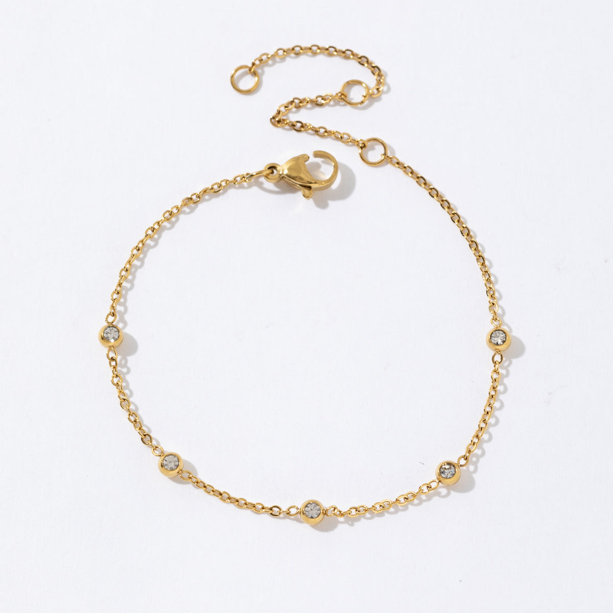 MINIMALIST ZIRCON CHARM BRACELET | 18K GOLD PLATED