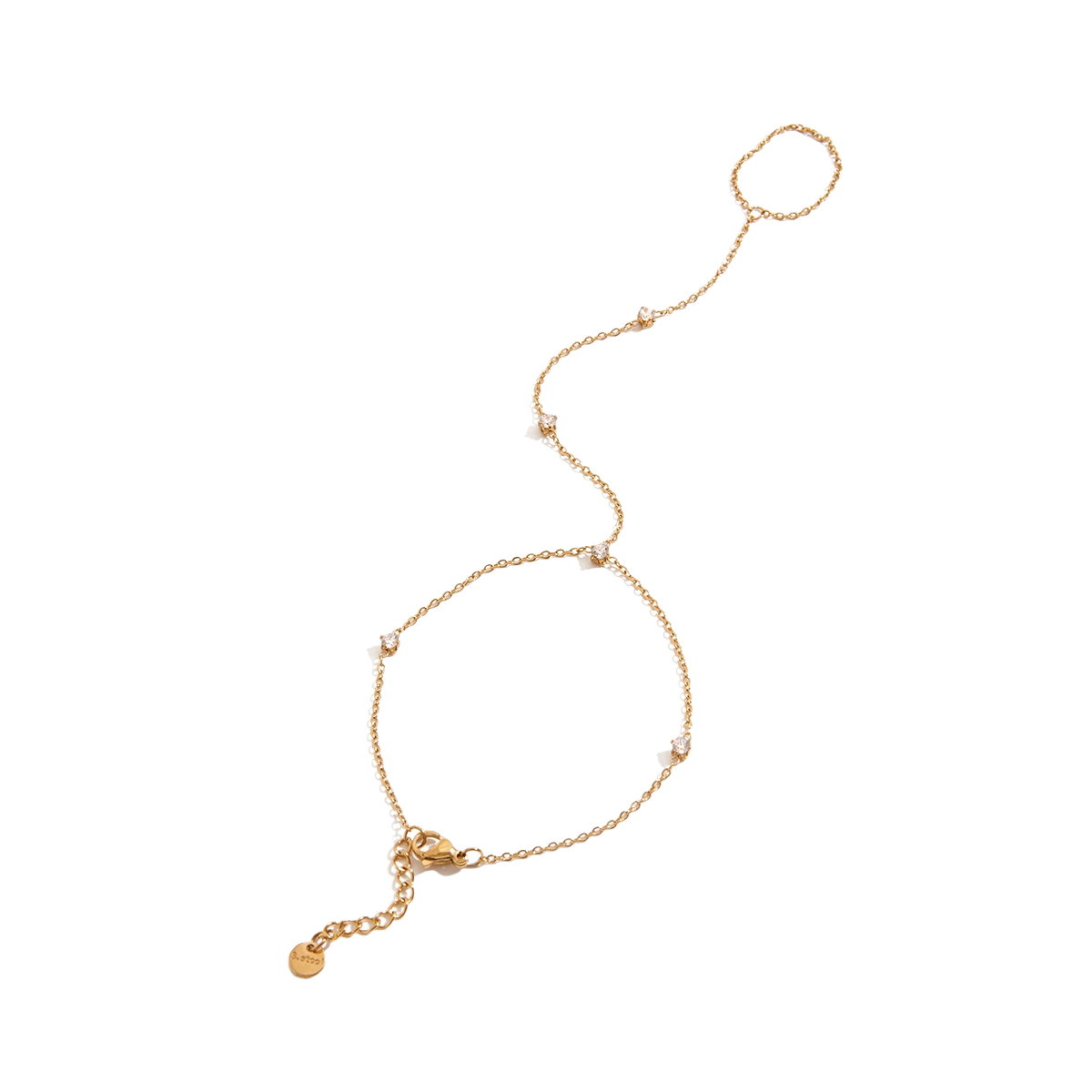 ZIRCONIA HAND CHAIN BRACELET | GOLD PLATED