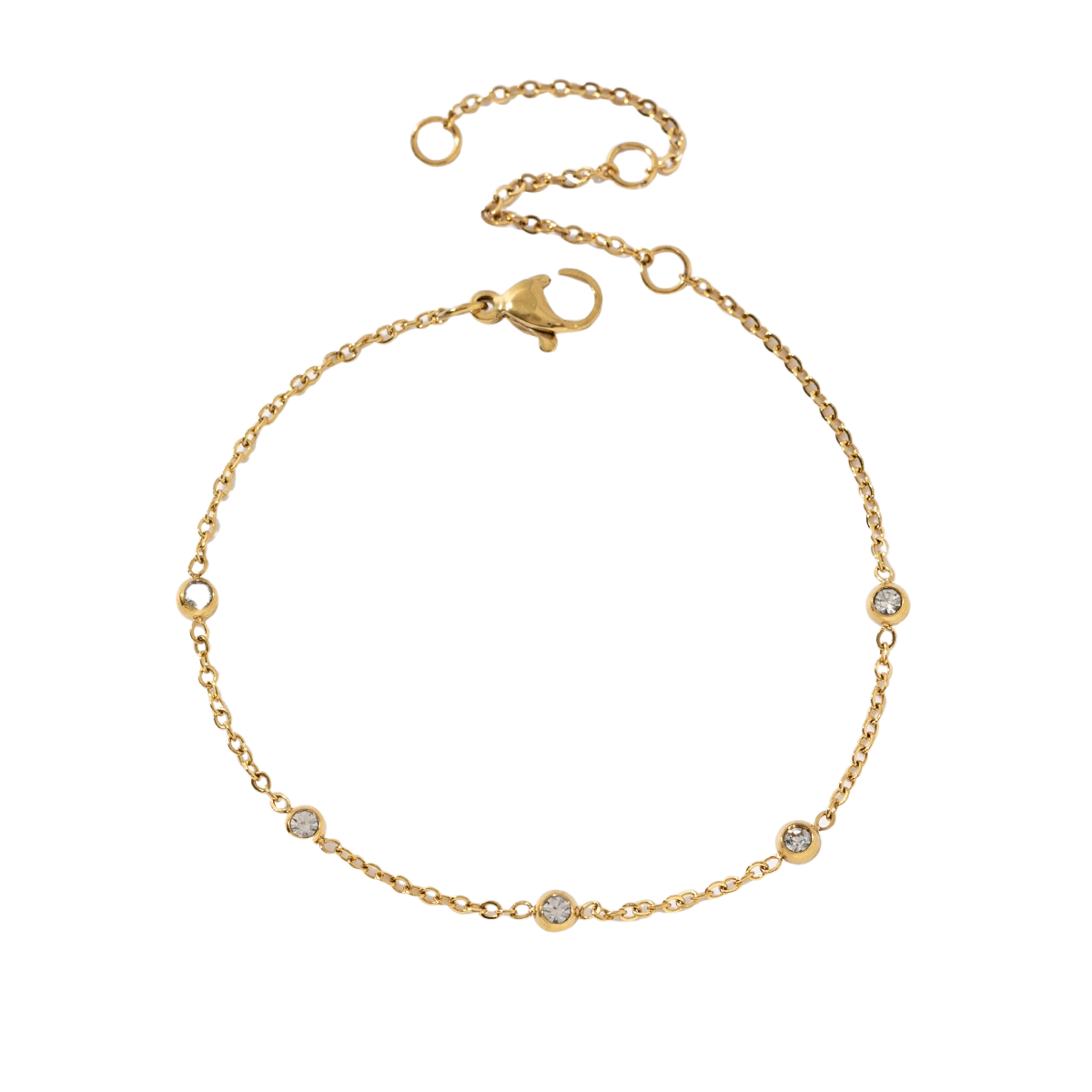 MINIMALIST ZIRCON CHARM BRACELET | 18K GOLD PLATED
